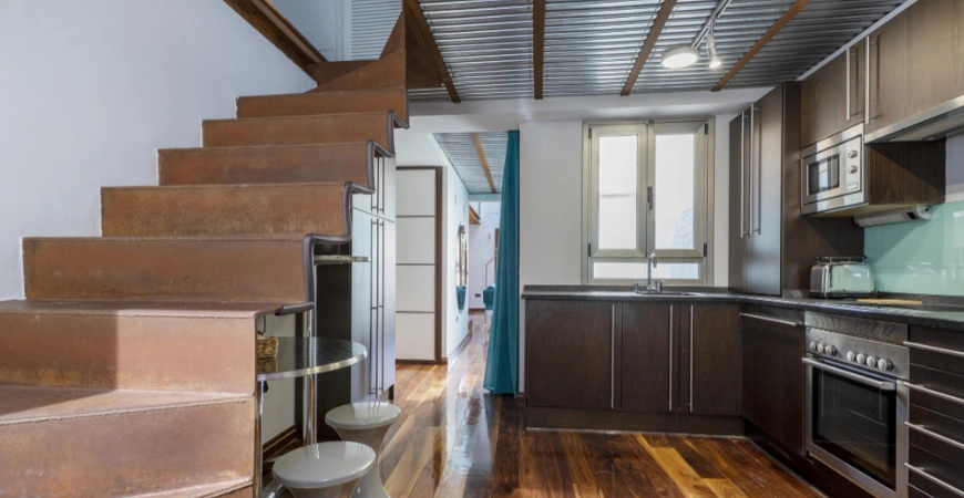 basement ADU interior with kitchen in Los Angeles by 5 Star ADU LA