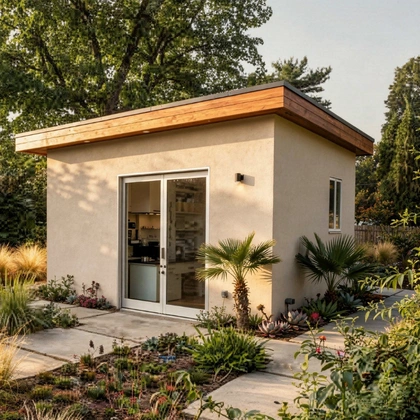 backyard ADU with garden landscaping in Los Angeles by 5 Star ADU LA